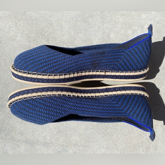 Rothy's Navy Blue Striped Espadrille Flats Size 10 - Picture 7 of 9